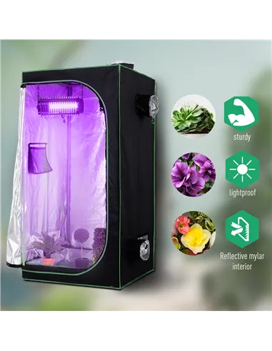 Outsunny Grow Tent Reflective Mylar Hydroponic with Adjustable Vents and Floor Tray for Indoor Plant Growing, 80 x 80 x 160 cm (