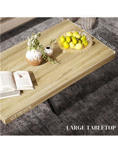 HOMCOM Bold Rustic Block Coffee Table - Wood-Effect