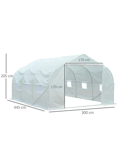 Outsunny Walk-In Polytunnel Greenhouse Warm House Garden Tunnel Shelter Plant Shed with Door and Windows, Galvanised Steel Frame