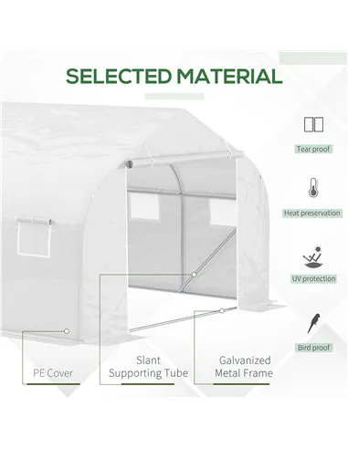 Outsunny Walk-In Polytunnel Greenhouse Warm House Garden Tunnel Shelter Plant Shed with Door and Windows, Galvanised Steel Frame