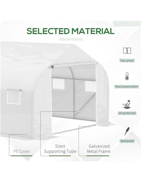 Outsunny Walk-In Polytunnel Greenhouse Warm House Garden Tunnel Shelter Plant Shed with Door and Windows, Galvanised Steel Frame