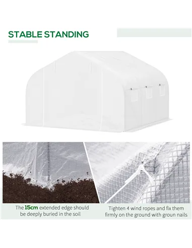 Outsunny Walk-In Polytunnel Greenhouse Warm House Garden Tunnel Shelter Plant Shed with Door and Windows, Galvanised Steel Frame