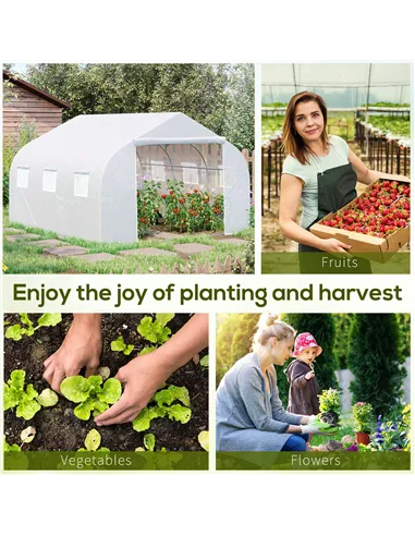 Outsunny Walk-In Polytunnel Greenhouse Warm House Garden Tunnel Shelter Plant Shed with Door and Windows, Galvanised Steel Frame