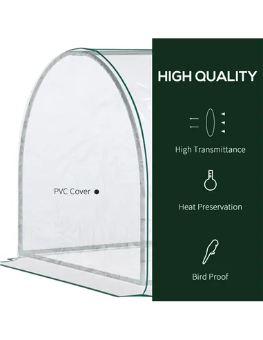 Outsunny Mini Greenhouse, Small Polytunnel Green House with Zipped Doors, Steel Frame for Garden Patio, 250 x 100 x 80cm, Clear