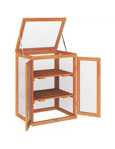Outsunny 3-tier Wood Greenhouse Garden Polycarbonate Cold Frame Balcony Grow House w/ Storage Shelf for Plants, Flowers, Orange