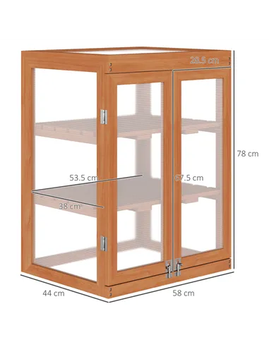 Outsunny 3-tier Wood Greenhouse Garden Polycarbonate Cold Frame Balcony Grow House w/ Storage Shelf for Plants, Flowers, Orange