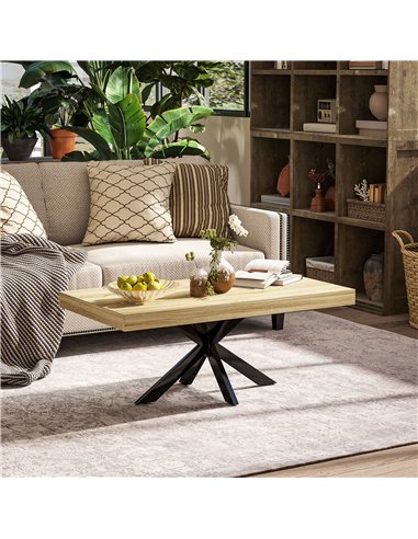 HOMCOM Bold Rustic Block Coffee Table - Wood-Effect