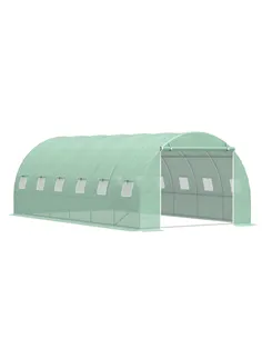 Outsunny 6 x 3 x 2 m Polytunnel Greenhouse with Roll-up Door and 12 Mesh Windows, Walk-in Garden Tunnel Warm House Tent with UV-