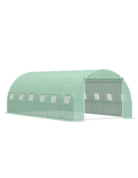 Outsunny 6 x 3 x 2 m Polytunnel Greenhouse with Roll-up Door and 12 Mesh Windows, Walk-in Garden Tunnel Warm House Tent with UV-