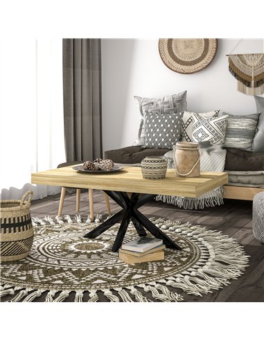 HOMCOM Bold Rustic Block Coffee Table - Wood-Effect