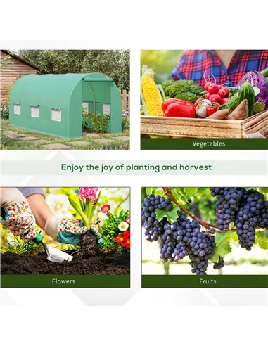 Outsunny 4.5m x 2m x 2m Walk-in Tunnel Greenhouse Garden Plant Growing House with Door and Ventilation Window, Green