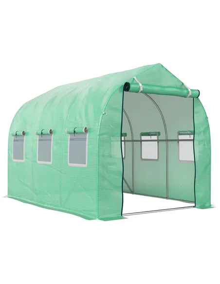 Outsunny Polytunnel Greenhouse with Windows and Door, Walk in Greenhouse for Garden, Backyard (3 x 2 M)