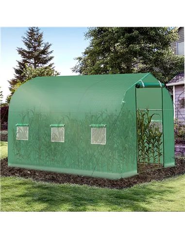 Outsunny Polytunnel Greenhouse with Windows and Door, Walk in Greenhouse for Garden, Backyard (3 x 2 M)