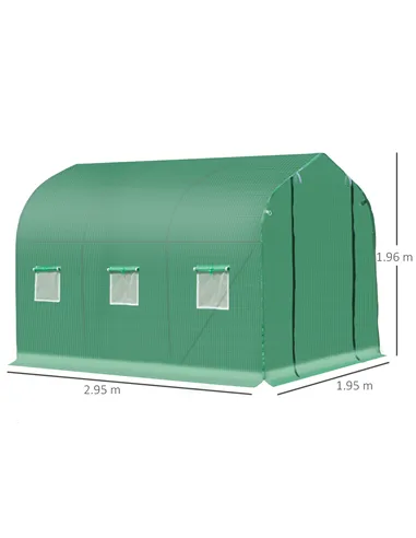 Outsunny Polytunnel Greenhouse with Windows and Door, Walk in Greenhouse for Garden, Backyard (3 x 2 M)