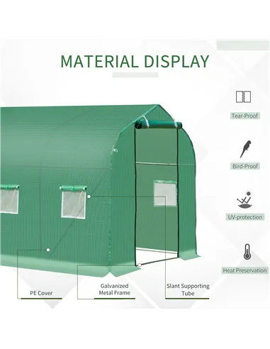 Outsunny Polytunnel Greenhouse with Windows and Door, Walk in Greenhouse for Garden, Backyard (3 x 2 M)