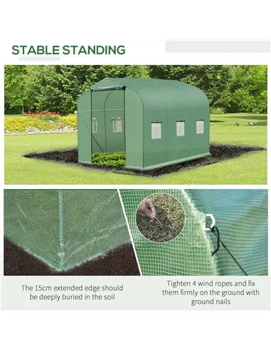 Outsunny Polytunnel Greenhouse with Windows and Door, Walk in Greenhouse for Garden, Backyard (3 x 2 M)