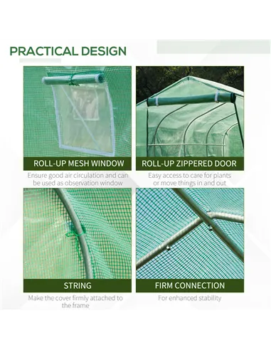Outsunny Polytunnel Greenhouse with Windows and Door, Walk in Greenhouse for Garden, Backyard (3 x 2 M)
