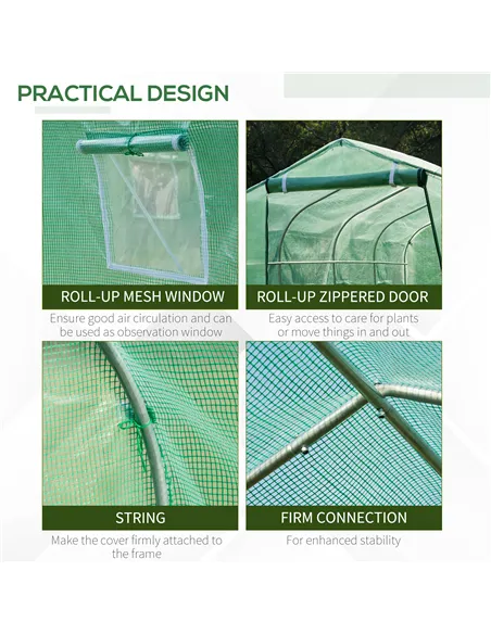 Outsunny Polytunnel Greenhouse with Windows and Door, Walk in Greenhouse for Garden, Backyard (3 x 2 M)