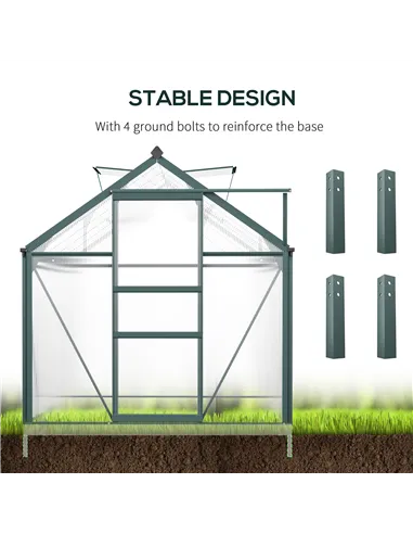 Outsunny 6 x 10ft Polycarbonate Greenhouse, Large Walk-In Green House with Slide Door and Window, Garden Plants Grow House with 