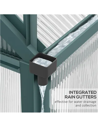 Outsunny 6 x 10ft Polycarbonate Greenhouse, Large Walk-In Green House with Slide Door and Window, Garden Plants Grow House with 