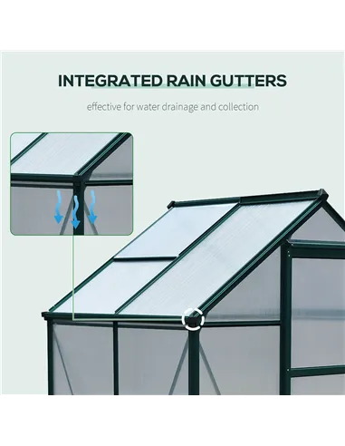 Outsunny 6 x 4ft Polycarbonate Greenhouse, Large Walk-In Green House with Slide Door and Window, Garden Plants Grow House with A
