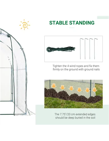 Outsunny Walk-in Polytunnel Greenhouse with Roll-up Door Transparent Tunnel Greenhouse with Steel Frame and PVC Cover, 2.5 x 2m