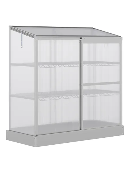 Outsunny 3 Tier Greenhouse Garden Outdoor Cold Frame Plant Flower Growth Transparent Polycarbonate Board Openable Roof Sliding D