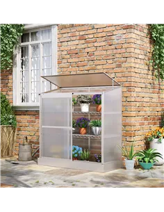 Outsunny 3 Tier Greenhouse Garden Outdoor Cold Frame Plant Flower Growth Transparent Polycarbonate Board Openable Roof Sliding D 2
