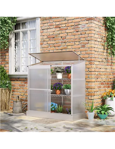 Outsunny 3 Tier Greenhouse Garden Outdoor Cold Frame Plant Flower Growth Transparent Polycarbonate Board Openable Roof Sliding D
