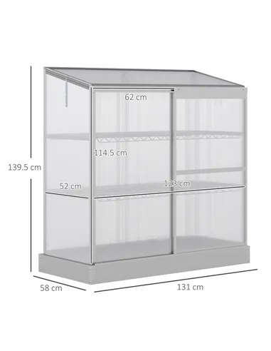 Outsunny 3 Tier Greenhouse Garden Outdoor Cold Frame Plant Flower Growth Transparent Polycarbonate Board Openable Roof Sliding D