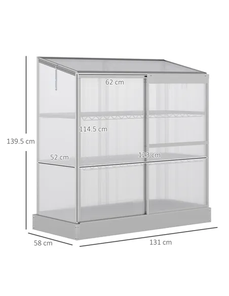 Outsunny 3 Tier Greenhouse Garden Outdoor Cold Frame Plant Flower Growth Transparent Polycarbonate Board Openable Roof Sliding D