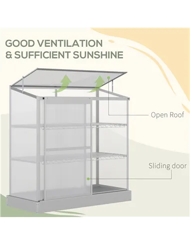 Outsunny 3 Tier Greenhouse Garden Outdoor Cold Frame Plant Flower Growth Transparent Polycarbonate Board Openable Roof Sliding D