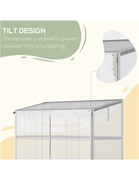 Outsunny 3 Tier Greenhouse Garden Outdoor Cold Frame Plant Flower Growth Transparent Polycarbonate Board Openable Roof Sliding D