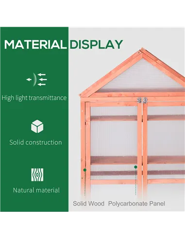 Outsunny Garden Cold Frame Polycarbonate Greenhouse with Adjustable Shelves, Double Doors, Openable Top Covers, Grow House for F