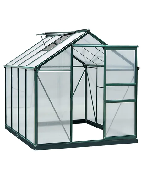 Outsunny 6 x 8ft Polycarbonate Greenhouse, Large Walk-In Green House with Slide Door and Window, Garden Plants Grow House with A