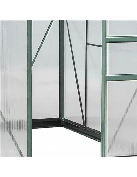 Outsunny 6 x 8ft Polycarbonate Greenhouse, Large Walk-In Green House with Slide Door and Window, Garden Plants Grow House with A