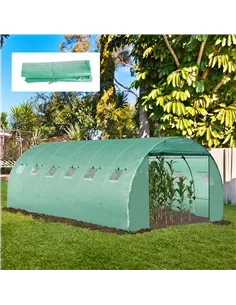 Outsunny 6 x 3 x 2m Greenhouse Replacement Cover ONLY Winter Garden Plant PE Cover for Tunnel Walk-in Greenhouse with Roll-up Wi 2
