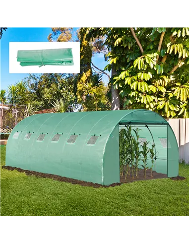 Outsunny 6 x 3 x 2m Greenhouse Replacement Cover ONLY Winter Garden Plant PE Cover for Tunnel Walk-in Greenhouse with Roll-up Wi