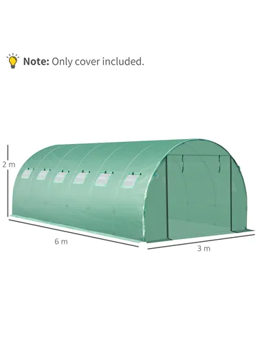 Outsunny 6 x 3 x 2m Greenhouse Replacement Cover ONLY Winter Garden Plant PE Cover for Tunnel Walk-in Greenhouse with Roll-up Wi