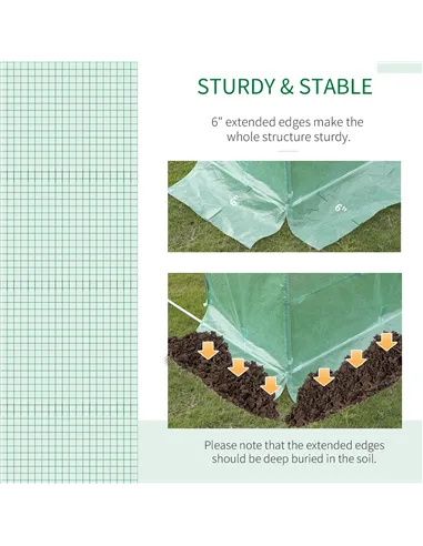 Outsunny 6 x 3 x 2m Greenhouse Replacement Cover ONLY Winter Garden Plant PE Cover for Tunnel Walk-in Greenhouse with Roll-up Wi