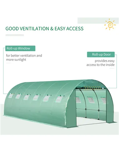 Outsunny 6 x 3 x 2m Greenhouse Replacement Cover ONLY Winter Garden Plant PE Cover for Tunnel Walk-in Greenhouse with Roll-up Wi