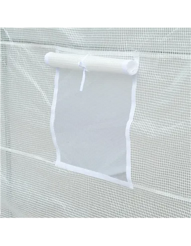 Outsunny 3.5 x 2 x 2 m Polytunnel Greenhouse, Walk-in Green House for Garden with Mesh Windows, Galvanised Steel Frame, White