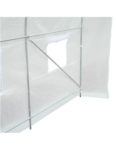 Outsunny 3.5 x 2 x 2 m Polytunnel Greenhouse, Walk-in Green House for Garden with Mesh Windows, Galvanised Steel Frame, White
