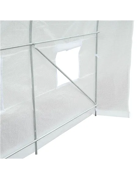 Outsunny 3.5 x 2 x 2 m Polytunnel Greenhouse, Walk-in Green House for Garden with Mesh Windows, Galvanised Steel Frame, White