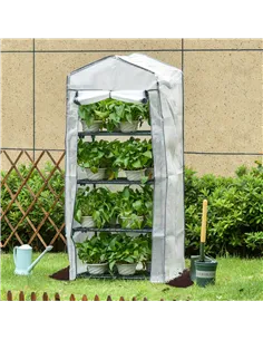 Outsunny 4 Tiers Mini Portable Greenhouse Compact Plant Grow Shed Metal Frame PE Cover 160H x 70L x 50Wcm 2