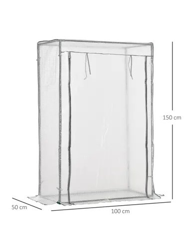 Outsunny 100 x 50 x 150cm Tomato Greenhouse with Roll-up Door, Mini Greenhouse with PE Cover, Outdoor Grow House Small Green Hou