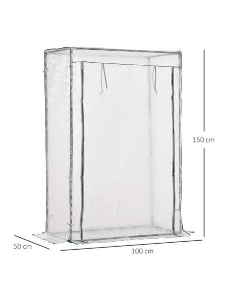 Outsunny 100 x 50 x 150cm Tomato Greenhouse with Roll-up Door, Mini Greenhouse with PE Cover, Outdoor Grow House Small Green Hou