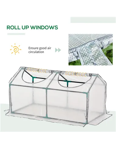 Outsunny Mini Greenhouse Portable Flower Planter Tomato Vegetable House for Garden Backyard with Zipper 120 x 60 x 60 cm, White