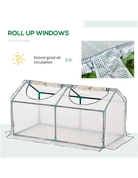 Outsunny Mini Greenhouse Portable Flower Planter Tomato Vegetable House for Garden Backyard with Zipper 120 x 60 x 60 cm, White