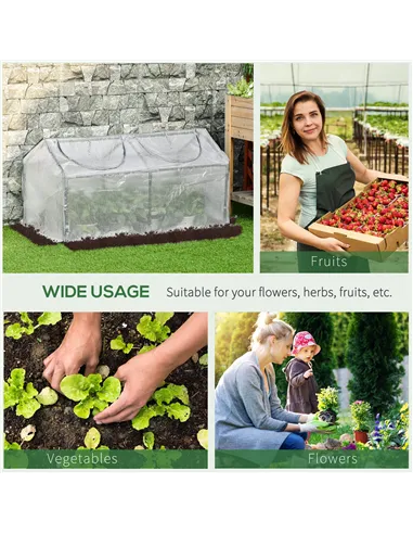 Outsunny Mini Greenhouse Portable Flower Planter Tomato Vegetable House for Garden Backyard with Zipper 120 x 60 x 60 cm, White